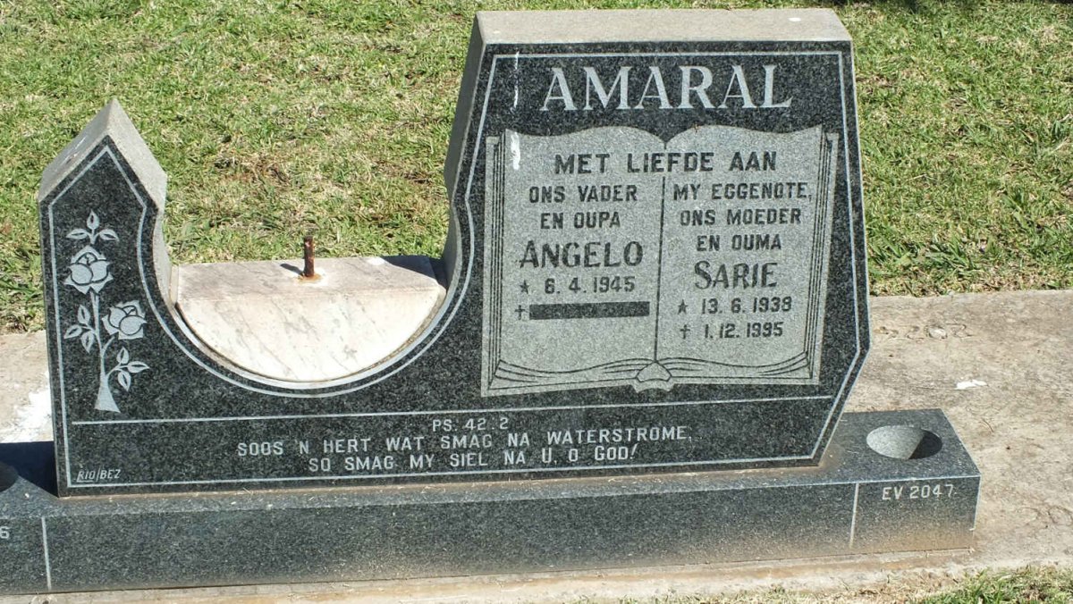 AMARAL Angelo 1945- &amp; Sarie 1938-1995