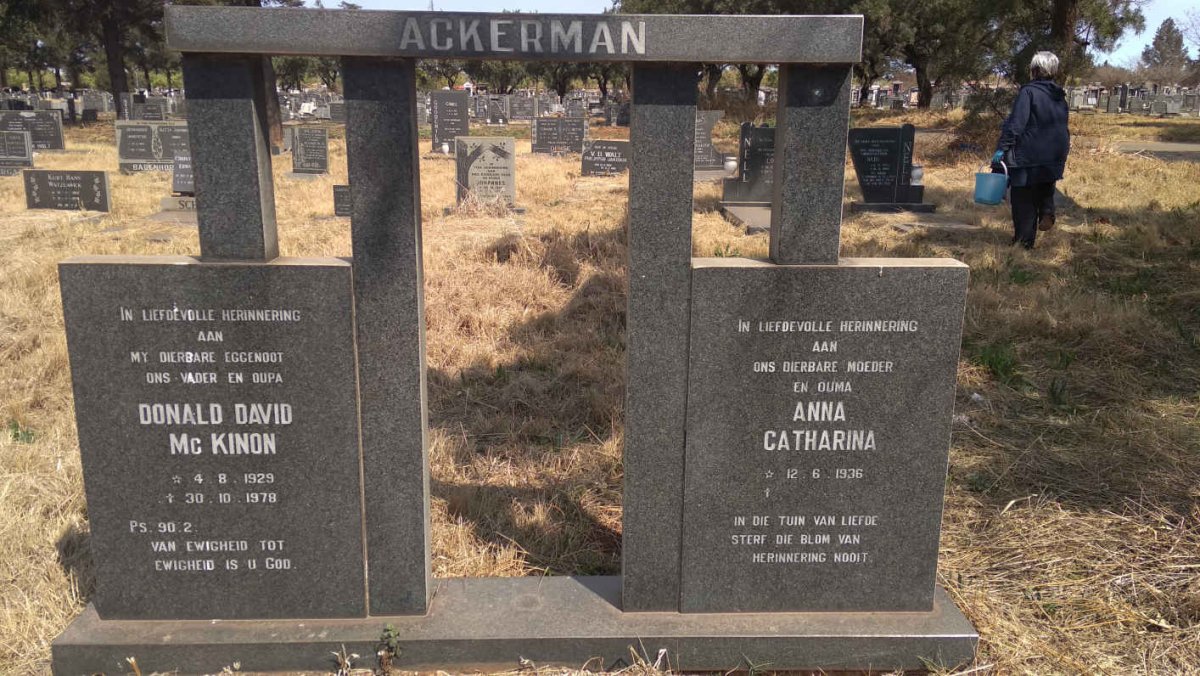 ACKERMAN Donald David McKinon 1929-1978 &amp; Anna Catharina 1936-