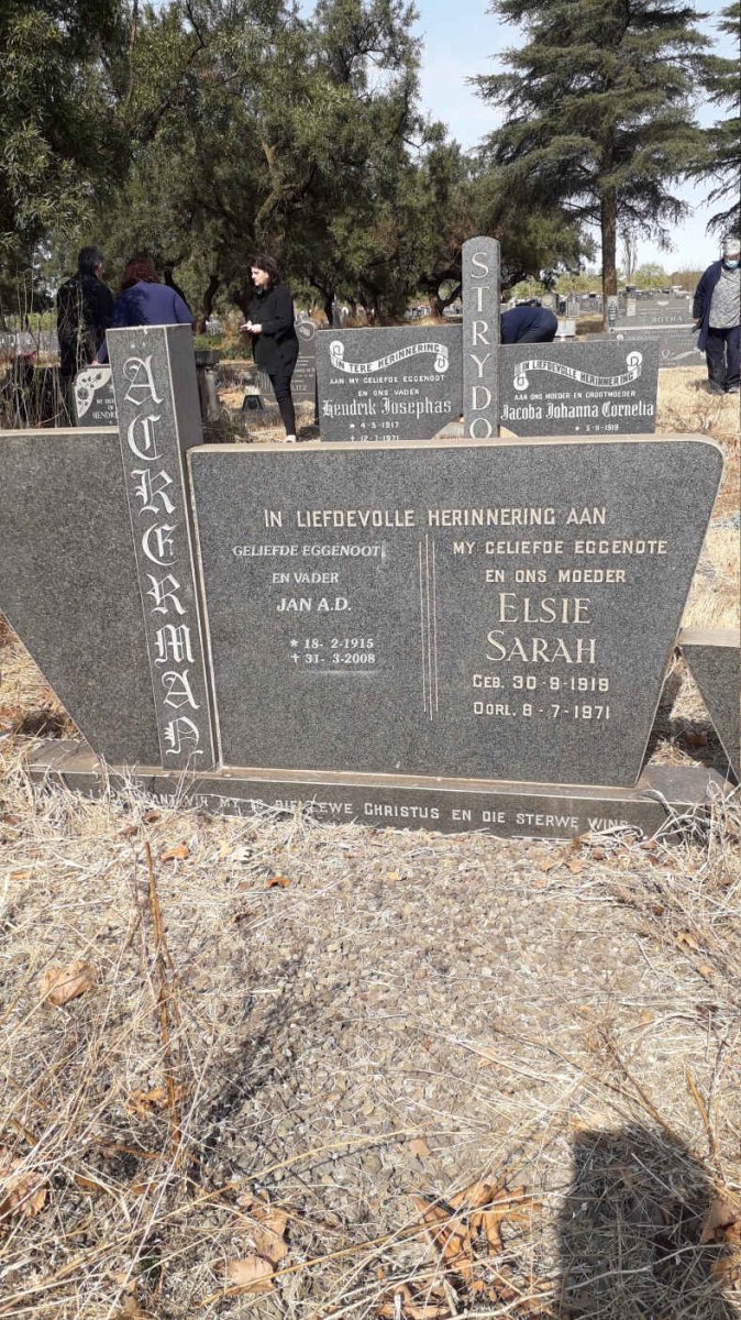 ACKERMAN Jan A.D. 1915-2008 &amp; Elsie Sarah 1919-1971
