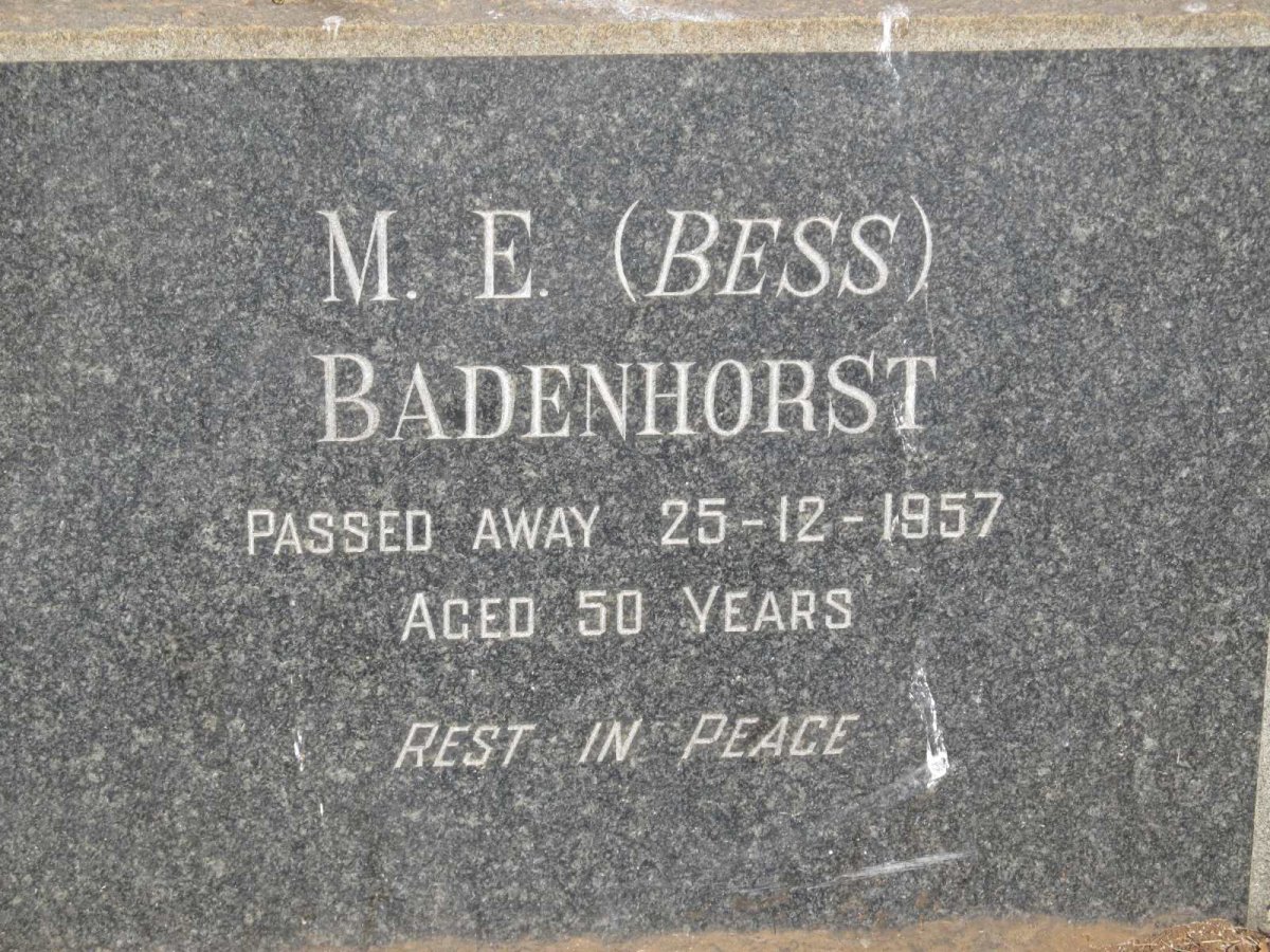 BADENHORST M.E. -1957