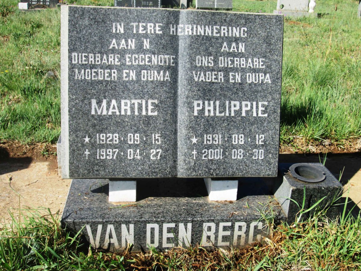 BERG Phlippie, van den 1931-2001 &amp; Martie 1928-1997
