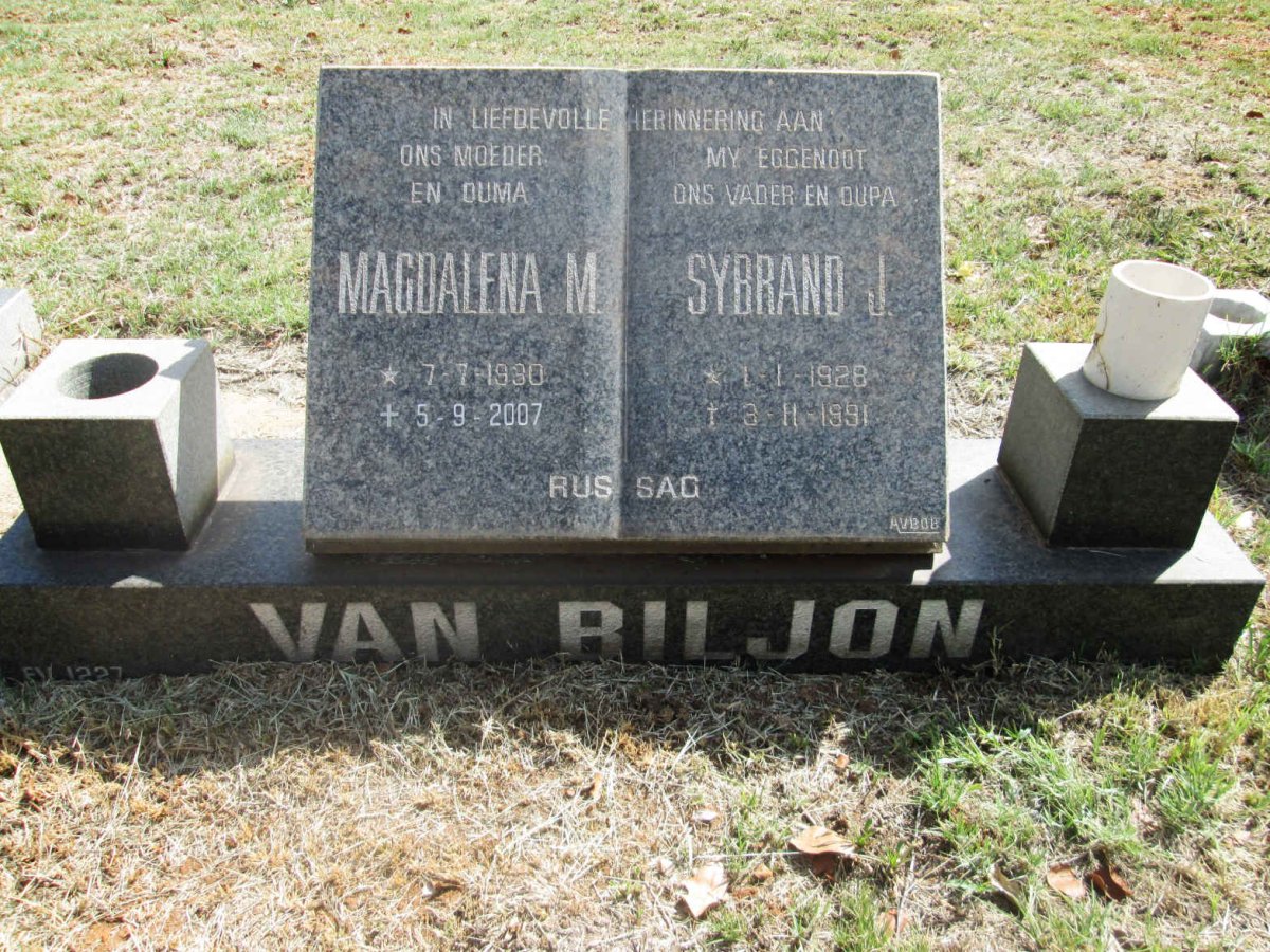 BILJON Sybrand J., van 1928-1991 &amp; Magdalena M. 1930-2007