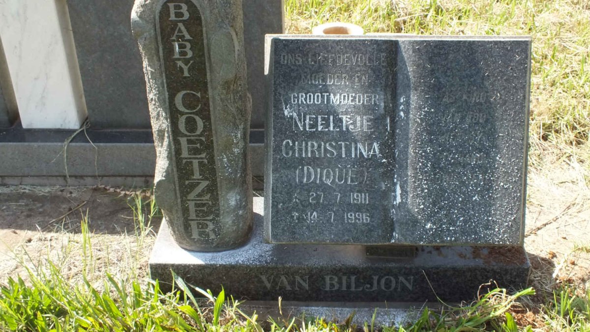 BILJON Neeltje Christina, van nee DIQUE 1911-1996 :: COETZER Baby