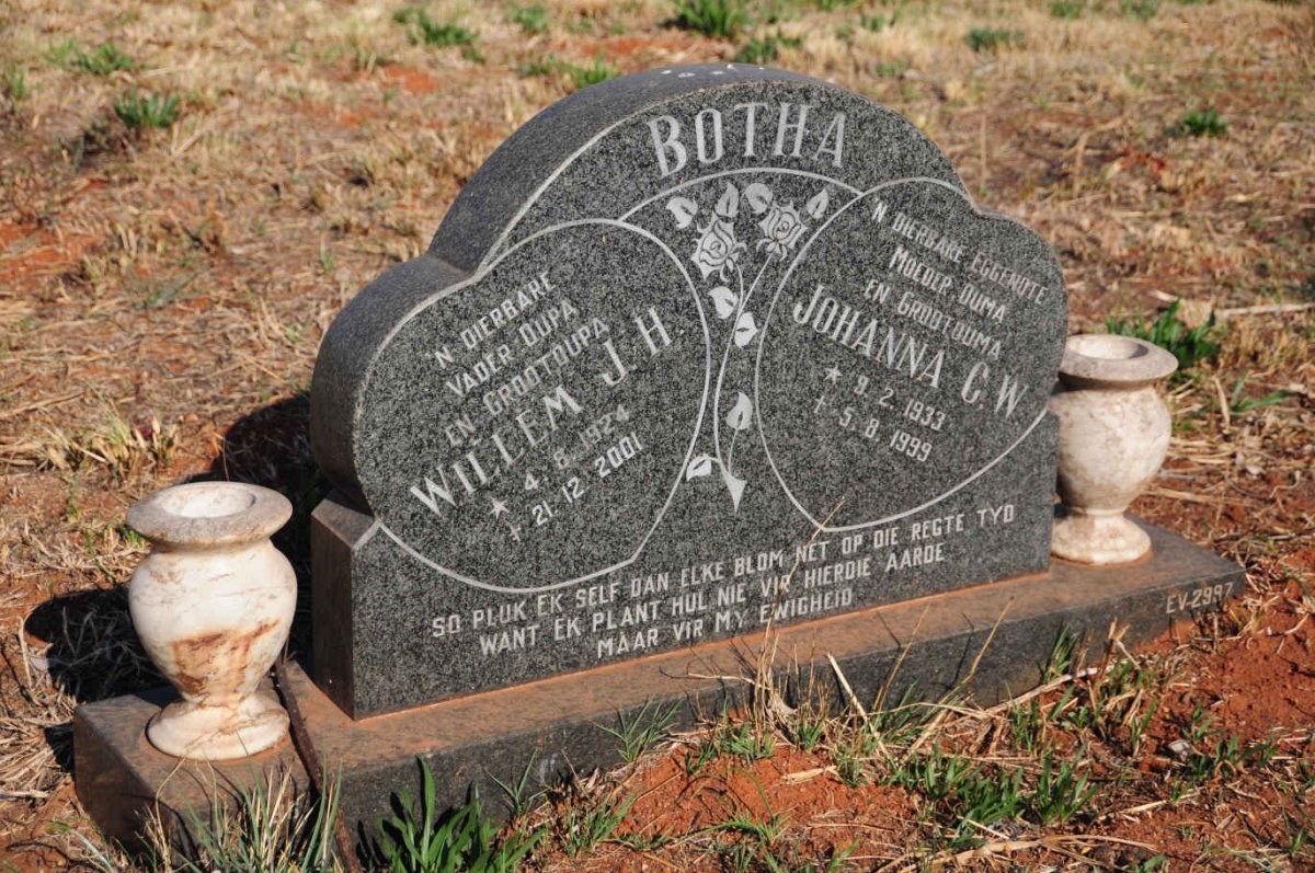 BOTHA Willem J.H. 1924-2001 & Johanna C.W. 1933-1999