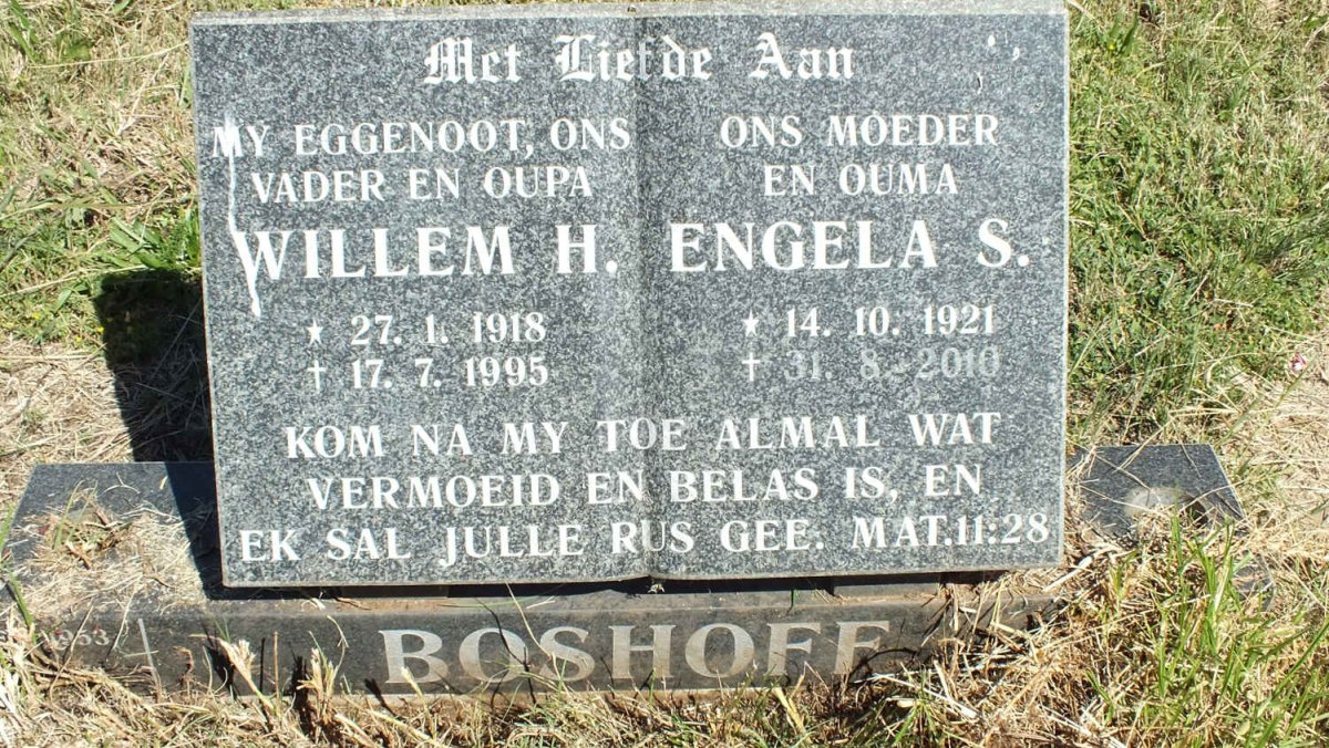 BOSHOFF Willem H. 1918-1995 &amp; Engela S. 1921-2010
