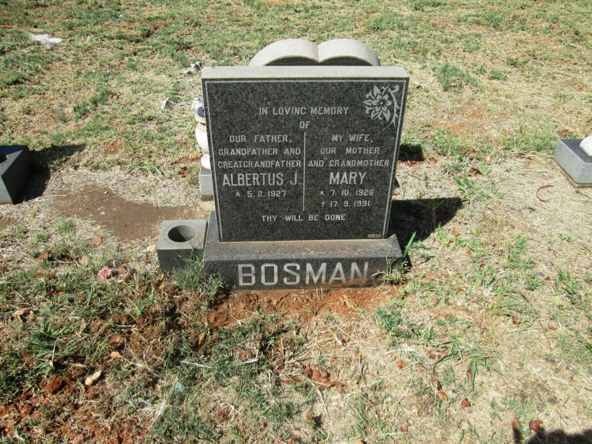 BOSMAN Albertus J. 1927- &amp; Mary 1926-1991