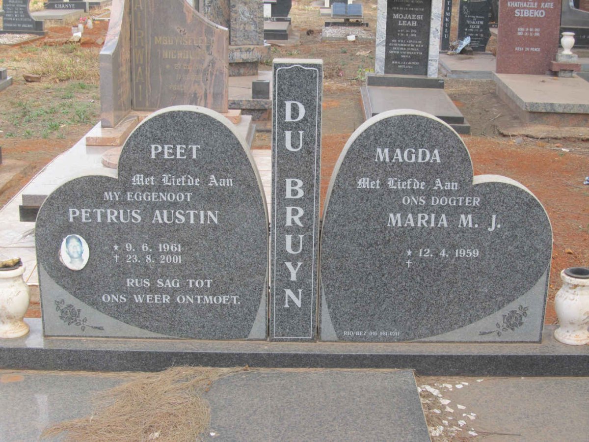 BRUYN Petrus Austin, du 1961-2001 &amp; Maria M.J. 1959-