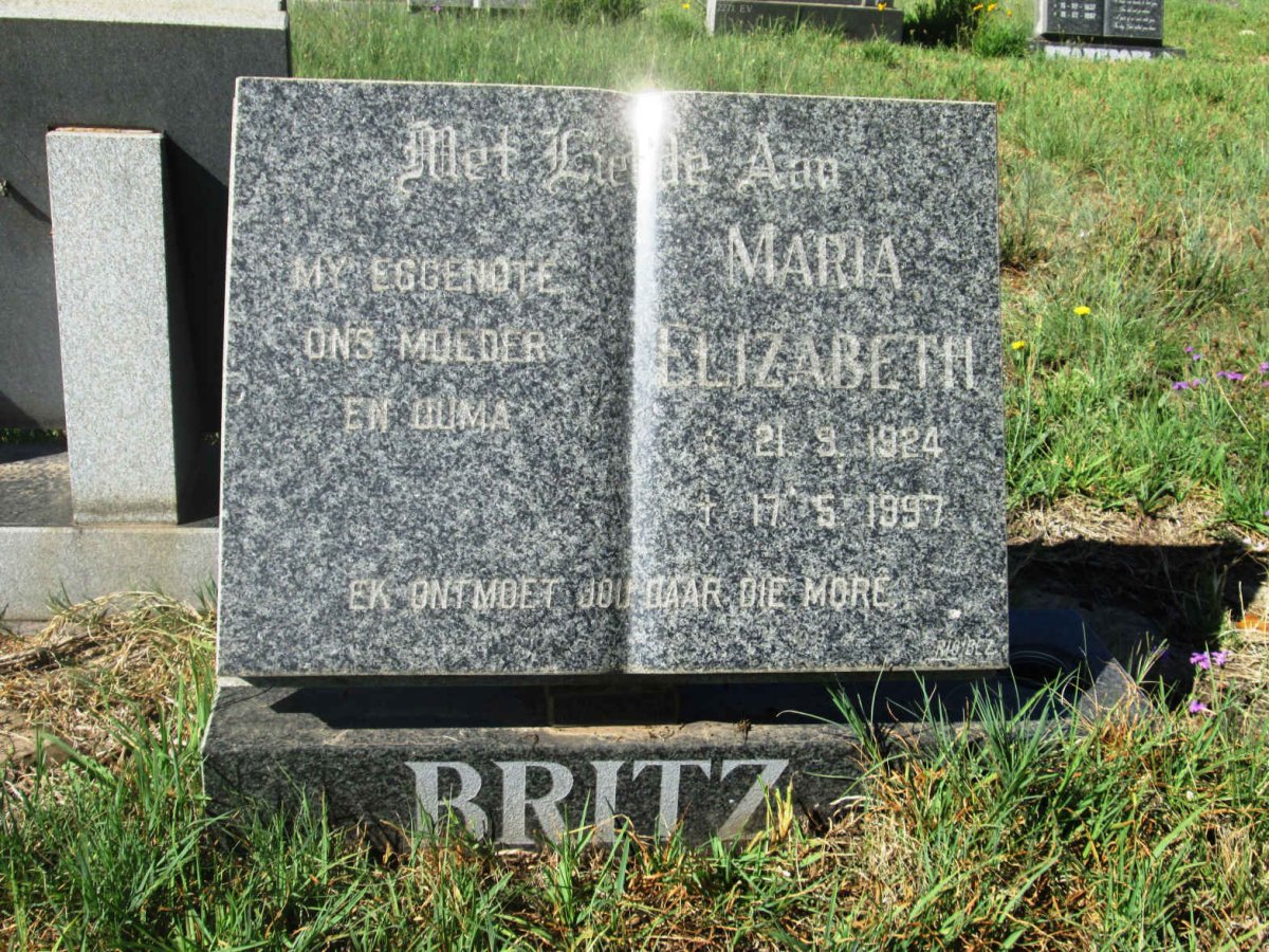 BRITZ Maria Elizabeth 1924-1997