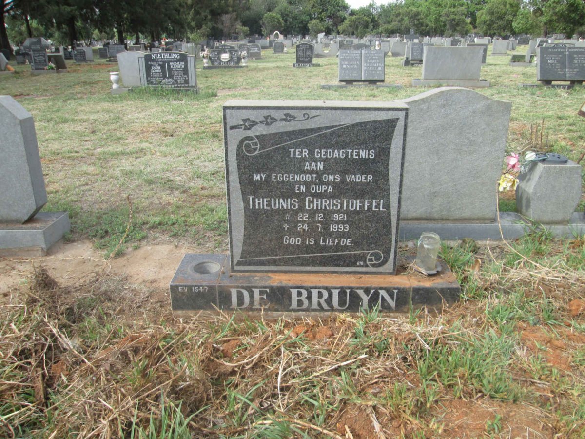 BRUYN Theunis Christoffel, de 1921-1993
