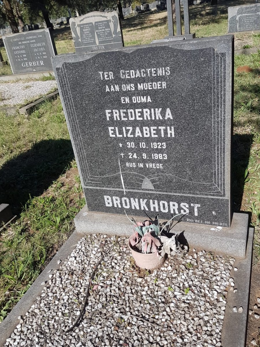BRONKHORST Frederika Elizabeth 1923-1983