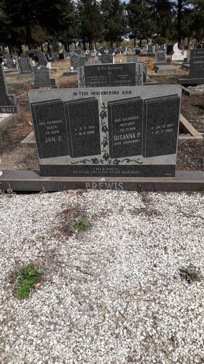 BREWIS Jan C. 1915-2000 &amp; Susanna P. CRAUCAMP 1917-1985