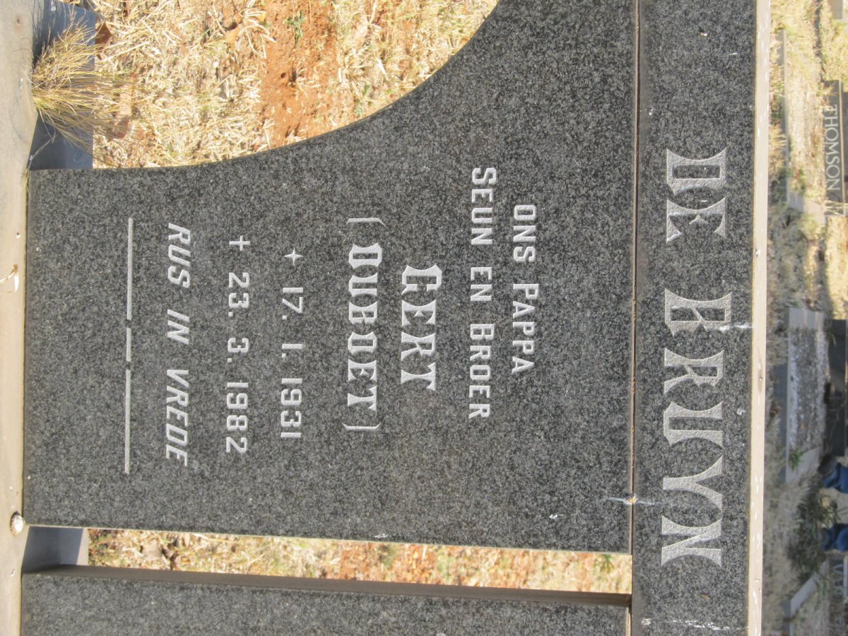 BRUYN Gert, de 1931-1982