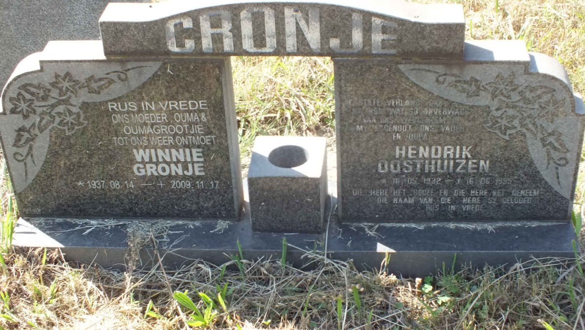 CRONJE Hendrik Oosthuizen 1932-1995 &amp; Winnie 1937-2009