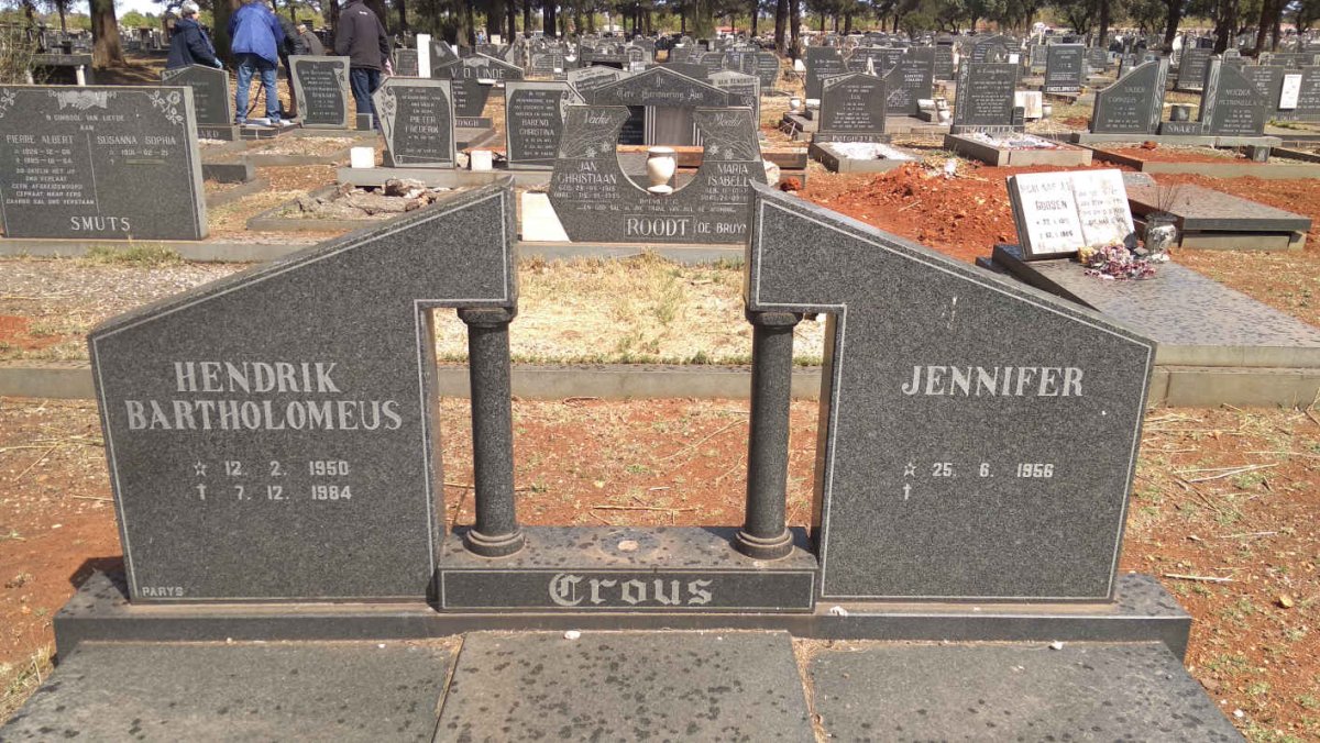 CROUS Hendrik Bartholomeus 1950-1984 &amp; Jennifer 1956-