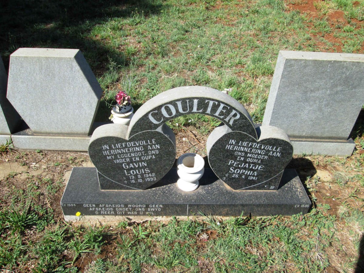 COULTER Gavin Louis 1942-1993 &amp; Pejatje Sophia 1941-