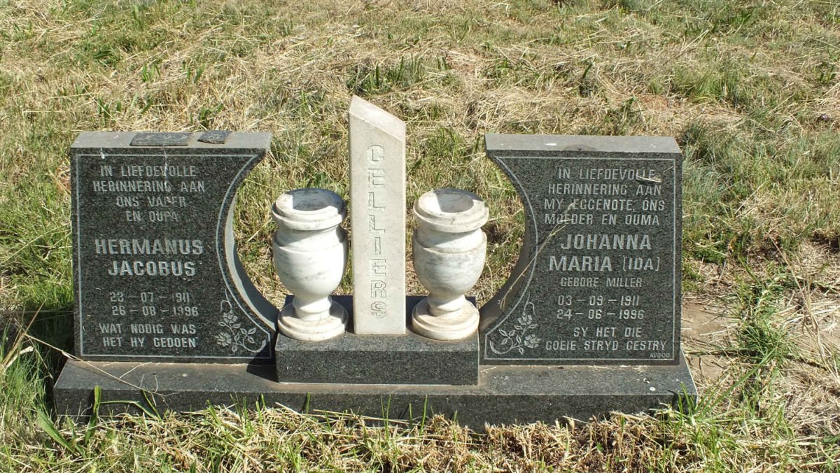 CELLIERS Hermanus Jacobus 1911-1996 &amp; Johanna Maria MILLER 1911-1996