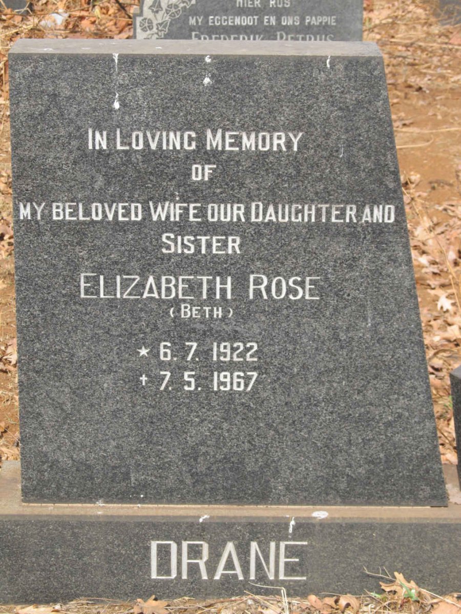 DRANE Elizabeth Rose 1922-1967