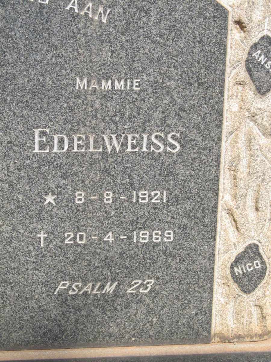 EKSTEEN Hendricus Truter 1920-1972 &amp; Edelweiss 1921-1969