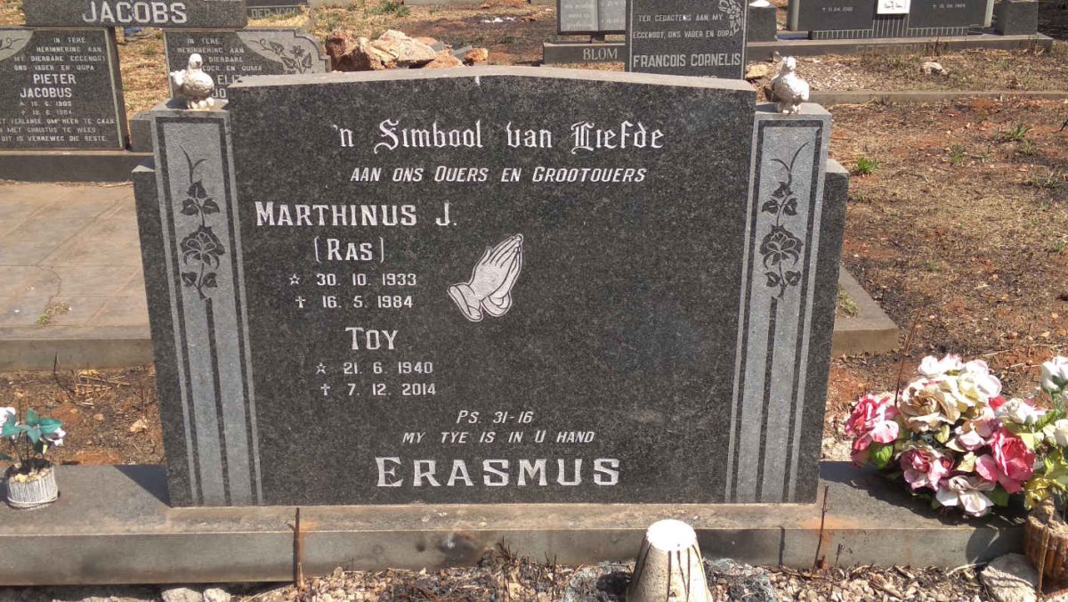 ERASMUS Marthinus J. 1933-1984 &amp; Toy 1940-2014