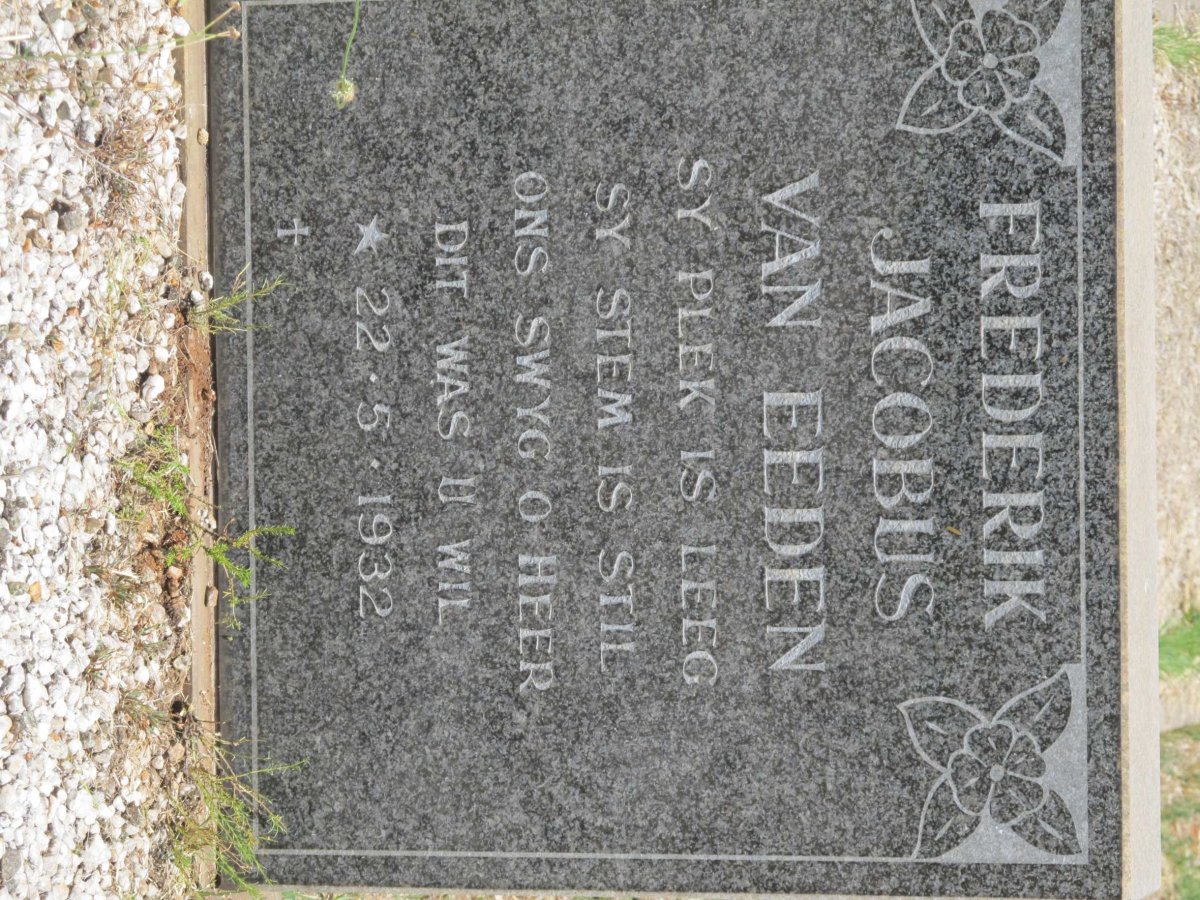 EEDEN Frederik Jacobus, van 1932-