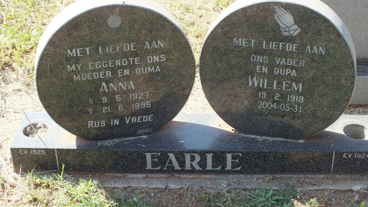 EARLE Willem 1918-2004 &amp; Anna 1927-1995