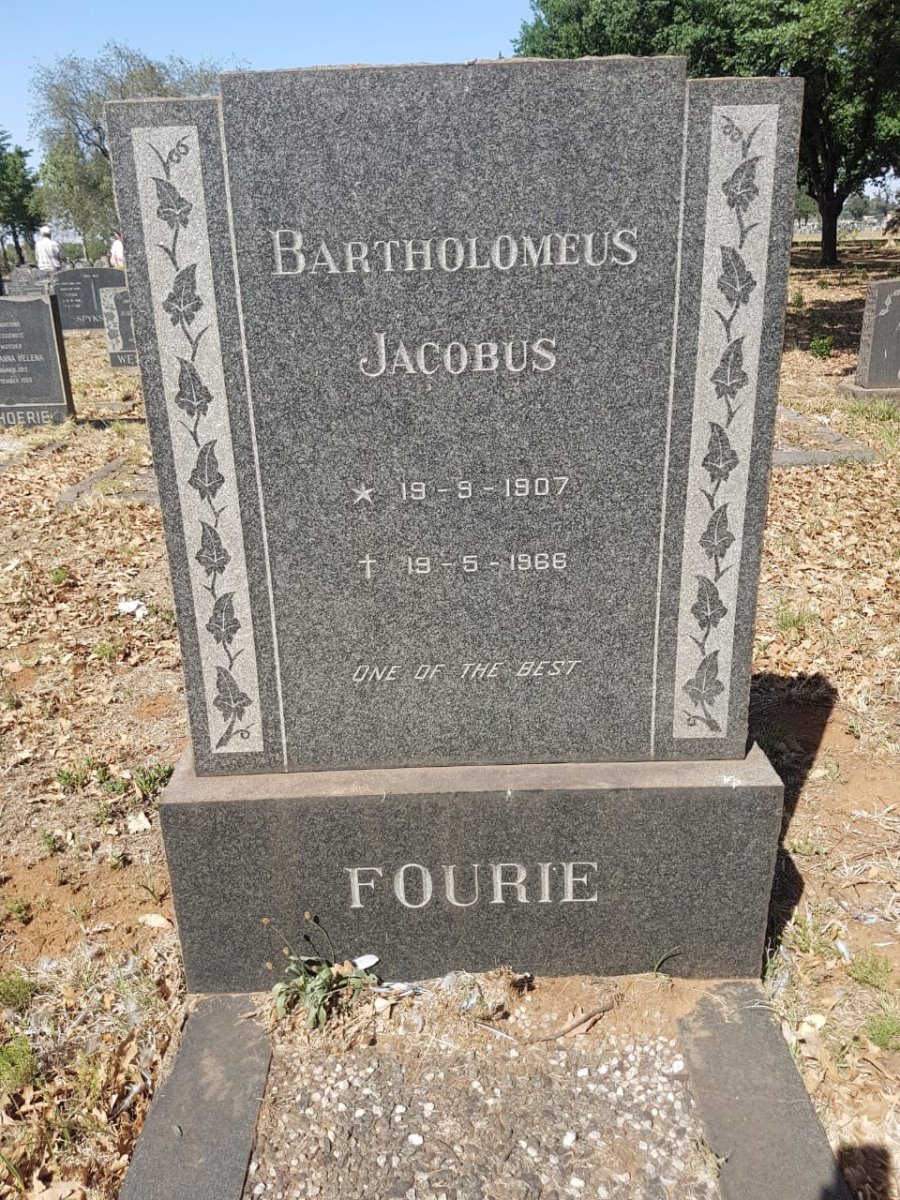 FOURIE Bartholomeus Jacobus 1907-1966