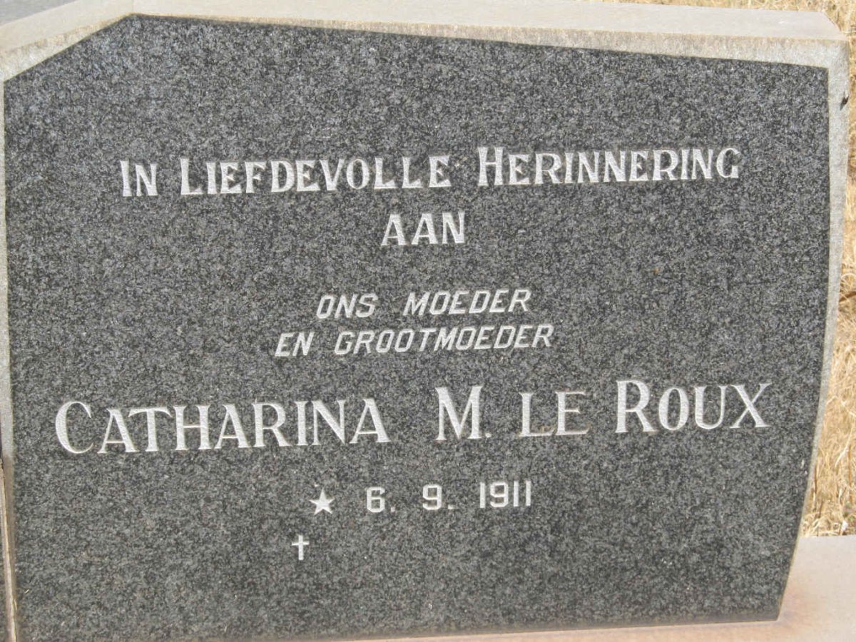 FOURIE Philippus Jacobus 1907-1978 &amp; Catharina M. LE ROUX 1911-