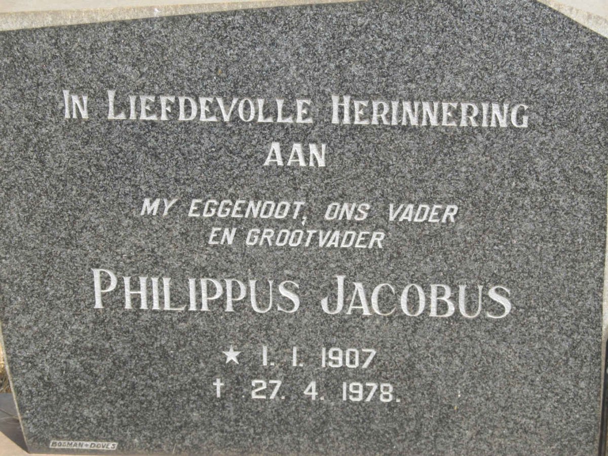 FOURIE Philippus Jacobus 1907-1978 &amp; Catharina M. LE ROUX 1911-