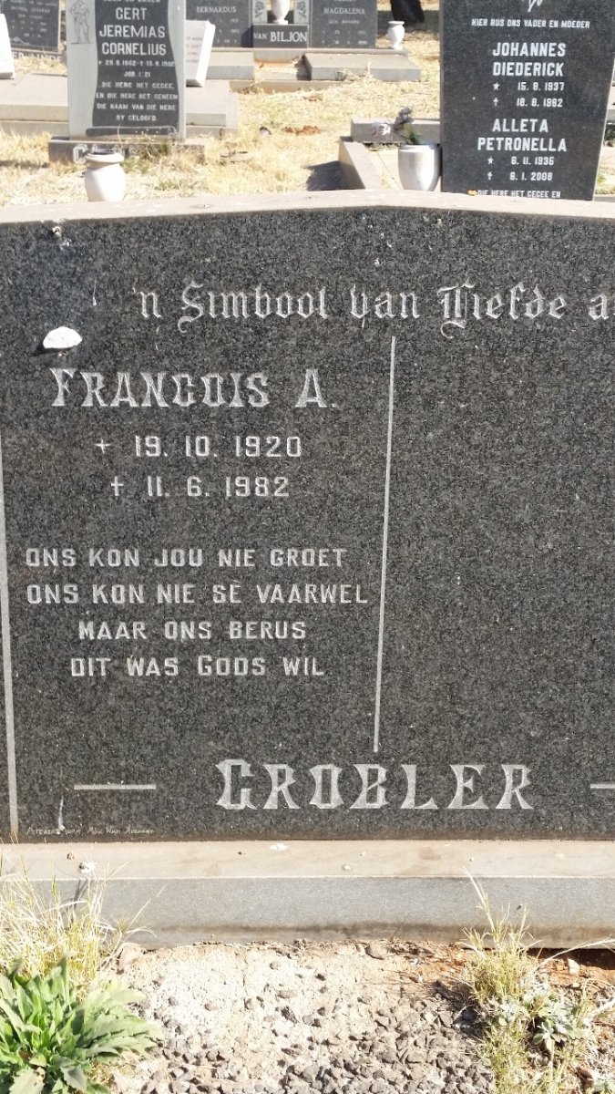GROBLER Francois A. 1920-1982