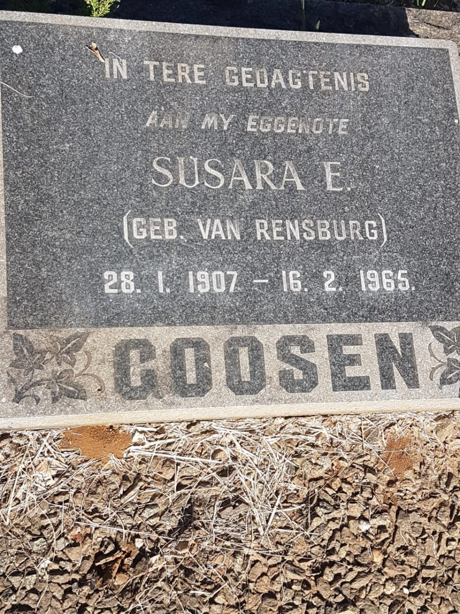 GOOSEN Susara E. nee VAN RENSBURG 1907-1965