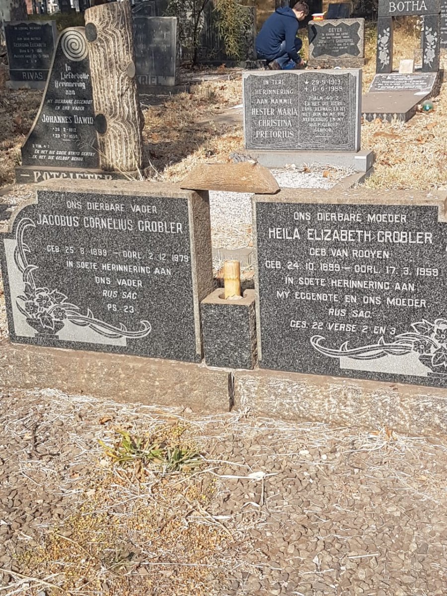 GROBLER Jacobus Cornelius 1899-1979 &amp; Heila Elizabeth VAN ROOYEN 1899-1959