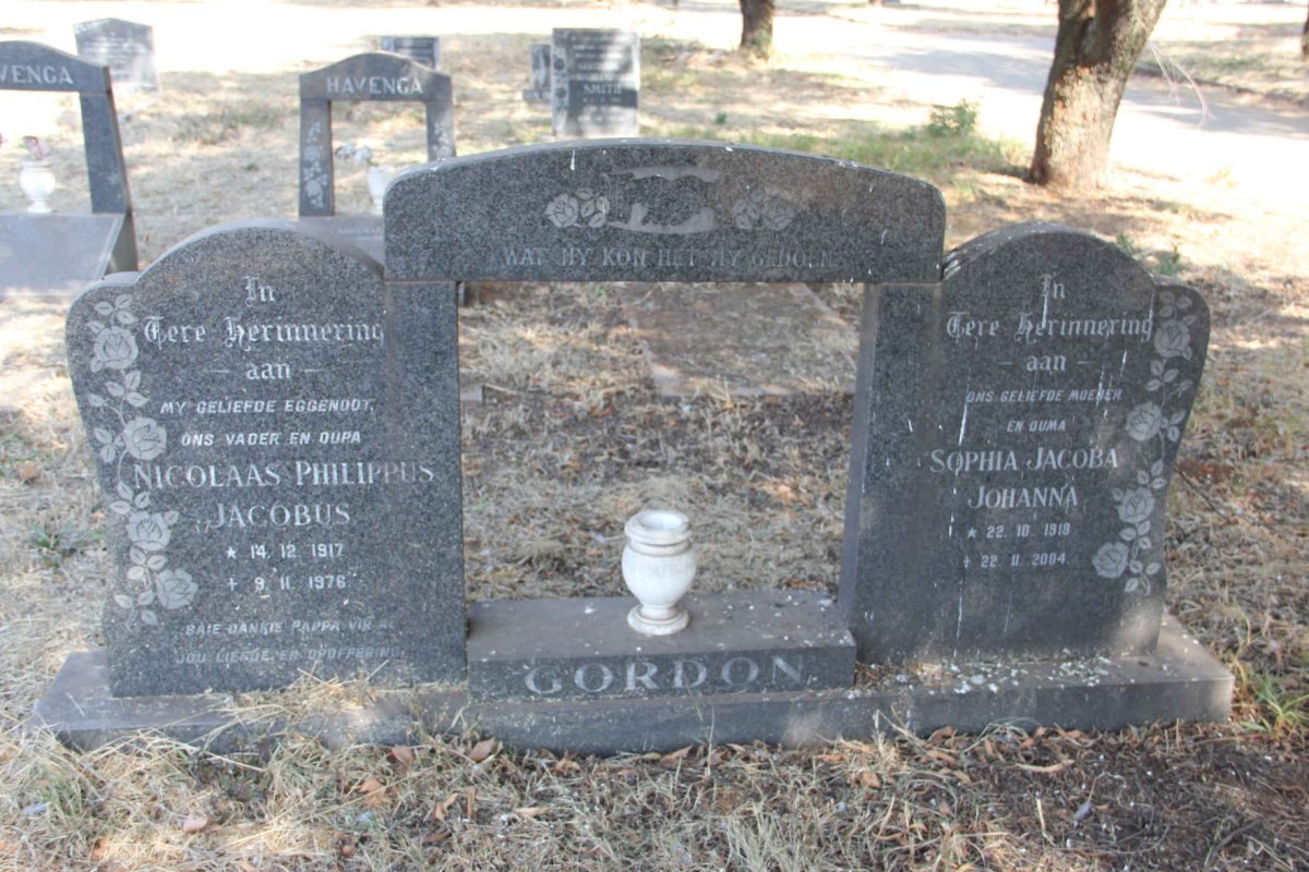 GORDON Nicolaas Philippus Jacobus 1917-1976 &amp; Sophia Jacoba Johanna 1918-2004