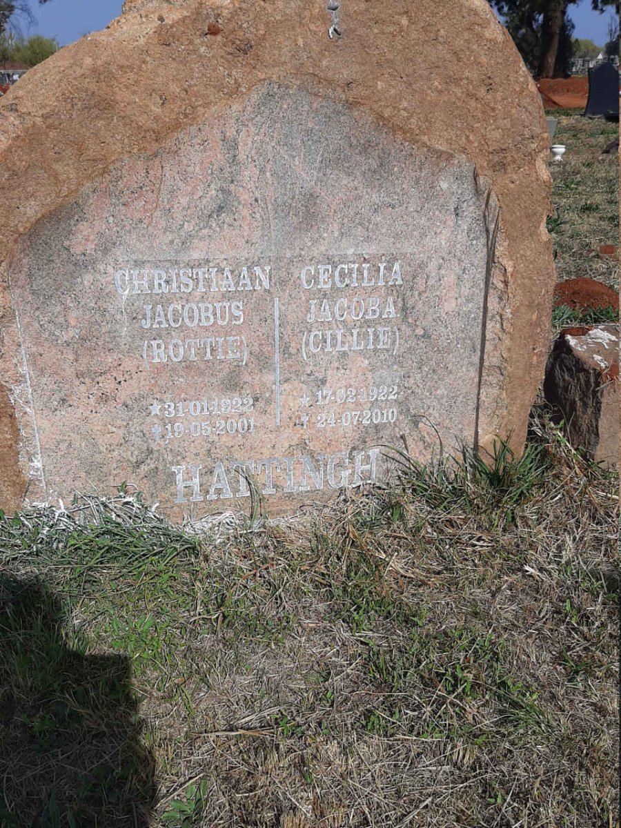 HATTINGH Christiaan Jacobus 1922-2001 & Cecilia Jacoba 1922-2010