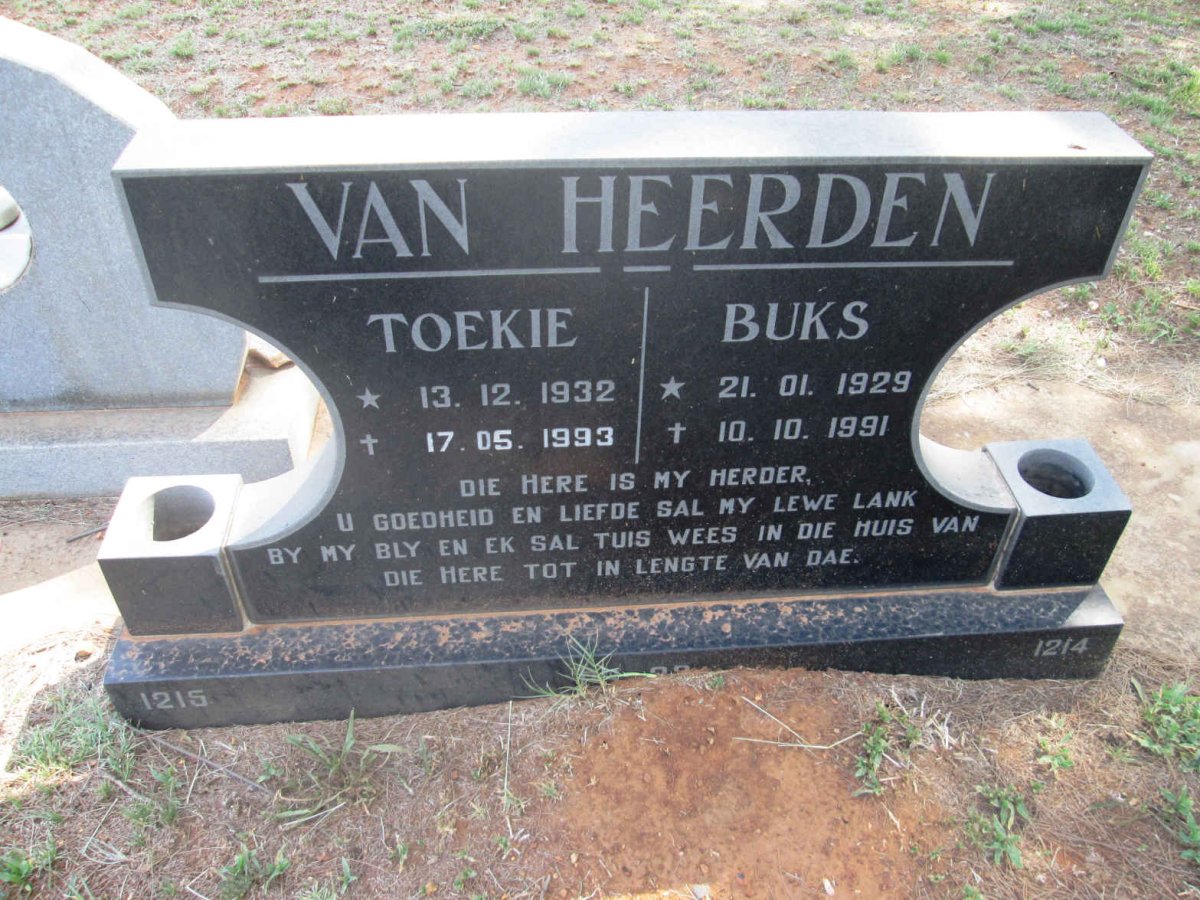 HEERDEN Buks, van 1929-1991 &amp; Toekie 1932-1993