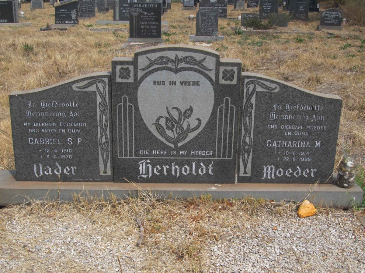 HERHOLDT Gabriel S.P. 1910-1978 &amp; Catharina M. 1914-1995