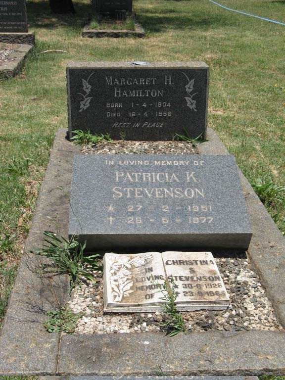 HAMILTON Margaret H. 1904-1958 :: STEVENSON Christina S. 1926 -1965 :: STEVENSON Patricia K. 1951-1977