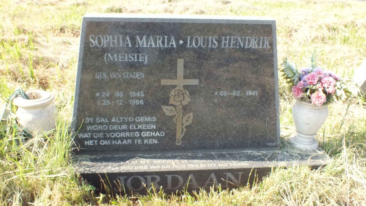 JORDAAN Louis Hendrik 1941- &amp; Sophia Maria VAN STADEN 1946-1996
