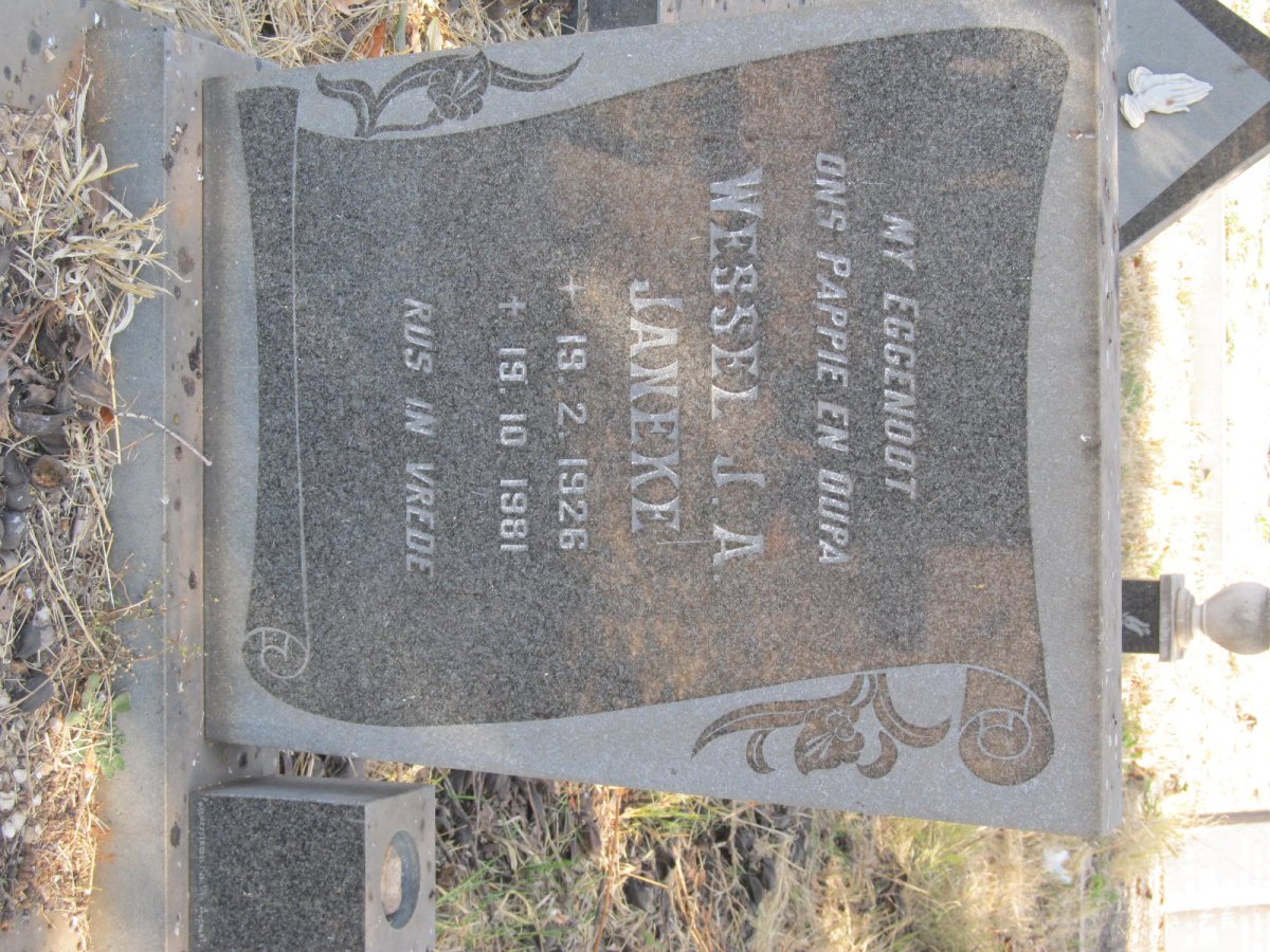 JANEKE Wessel J.A. 1926-1981