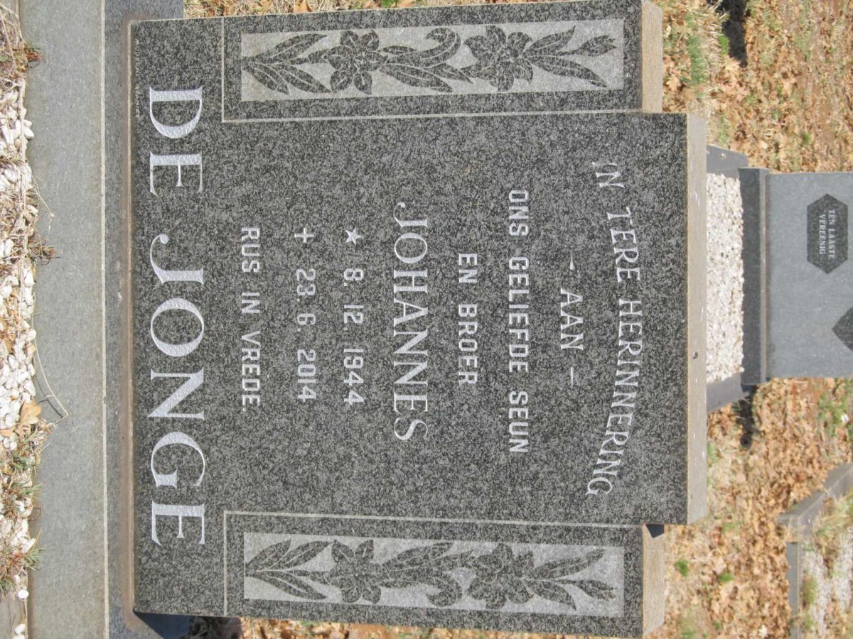 JONGE Johannes, de 1944-2014