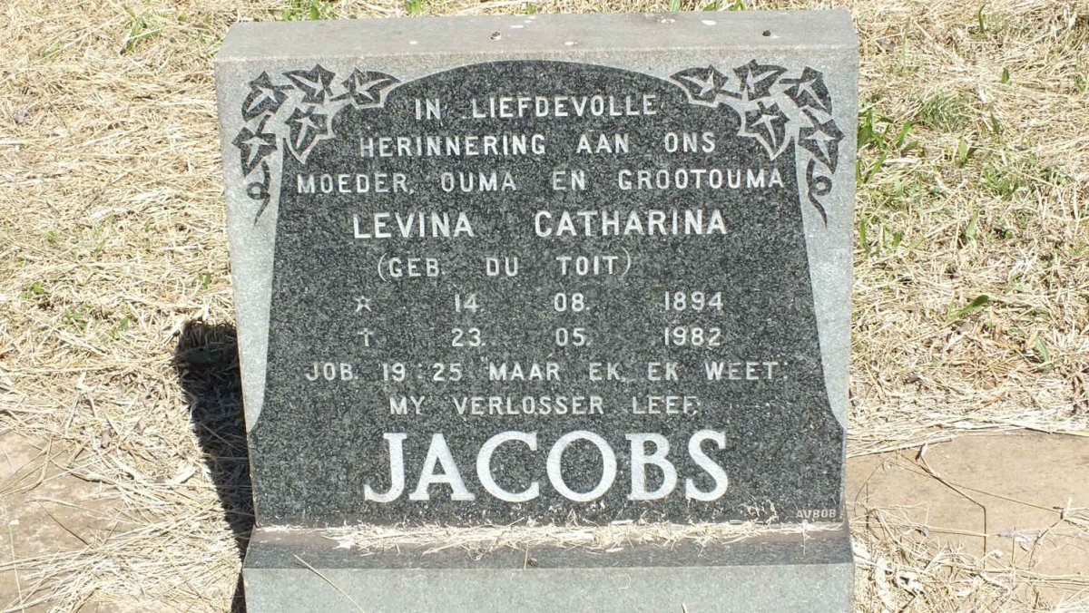 JACOBS Levina Catharina nee DU TOIT 1894-1982