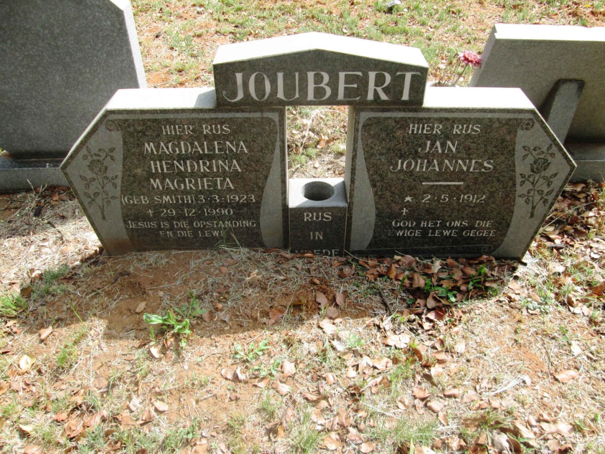 JOUBERT Jan Johannes 1912- &amp; Magdalena Hendrina Magrieta SMITH 1923-1990