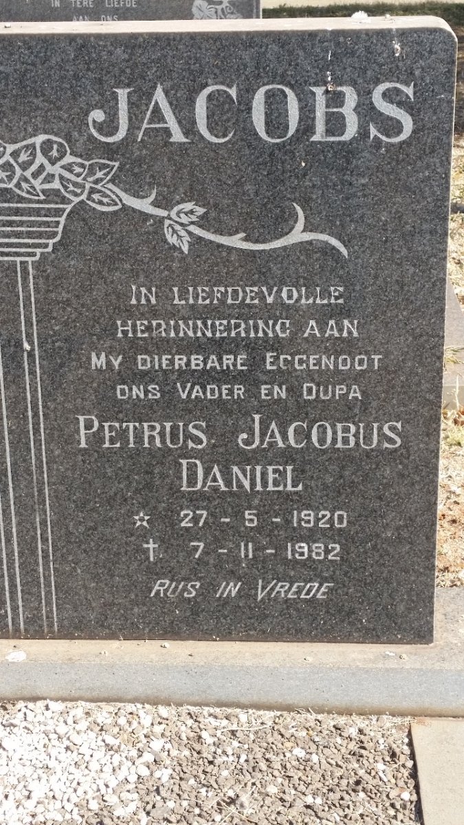 JACOBS Petrus Jacobus Daniel 1920-1982