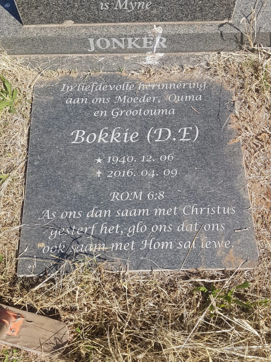 JONKER D.E. 1940-2016
