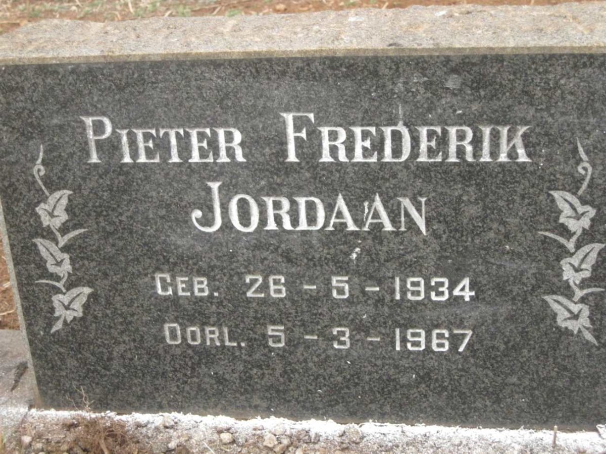 JORDAAN Pieter Frederik 1934-1967