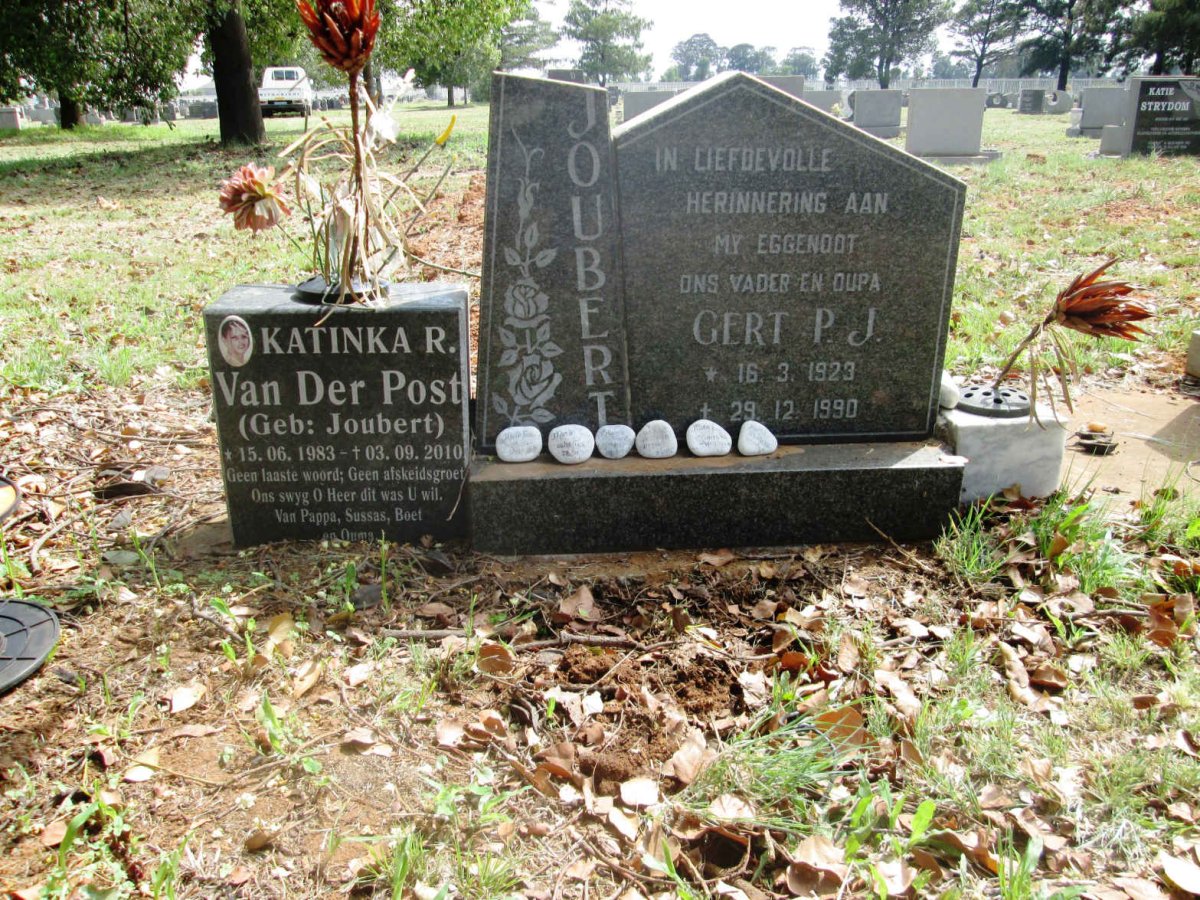 JOUBERT Gert P.J. 1923-1990 :: VAN DER POST Katinka R. nee JOUBERT 1983-2010