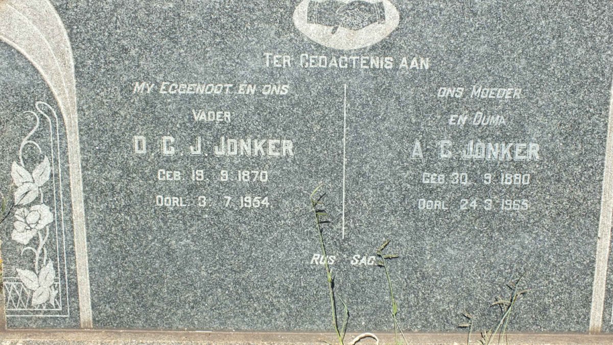 JONKER O.C.J. 1870-1954 &amp; A.C. 1880-1965