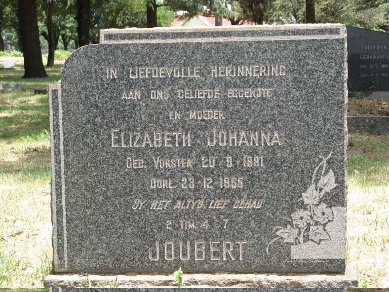 JOUBERT Elizabeth Johanna nee VORSTER 1891-1955