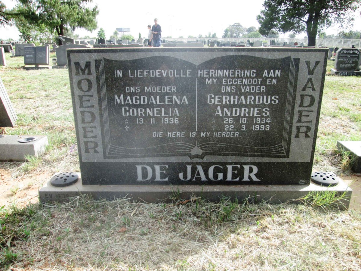 JAGER Gerhardus Andries, de 1934-1993 &amp; Magdalena Cornelia 1936-