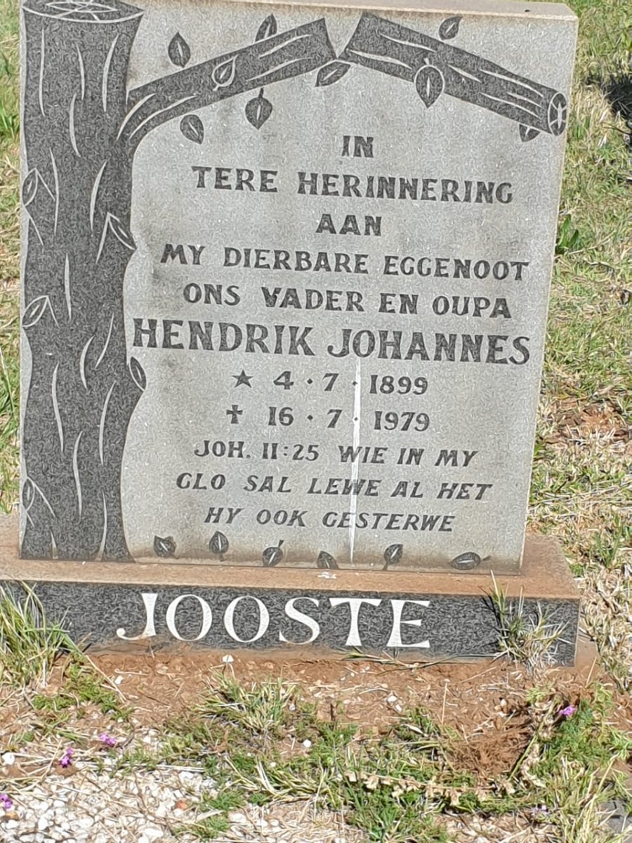 JOOSTE Hendrik Johannes 1899-1979