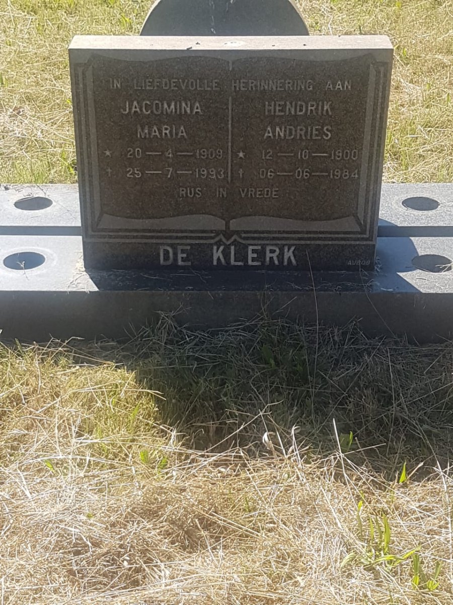 KLERK Hendrik Andries, de 1900-1984 &amp; Jacomina Maria 1909-1993